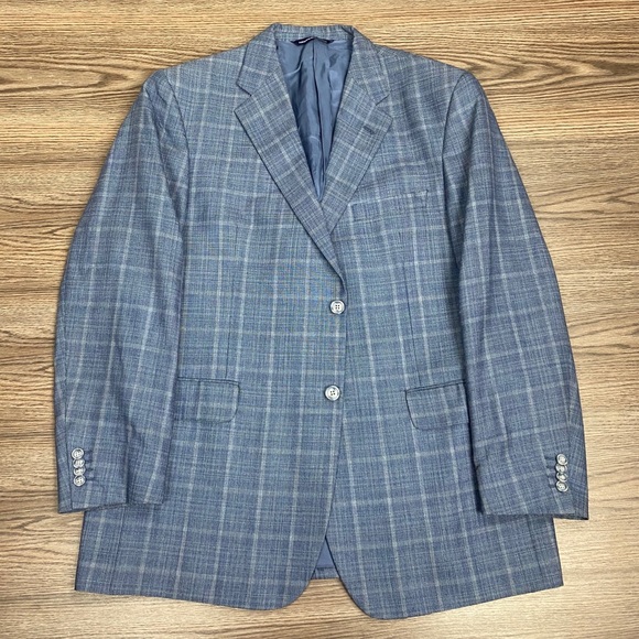 Coppley Other - Coppley Blue w/ Grey Windowpane Silk Sport Coat 44